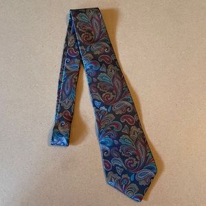 Pierre Cardin Blue & Multi-colored Paisley All Silk Tie